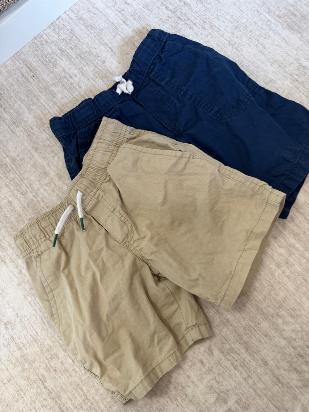 Cat & Jack boys 4t Elastic Drawstring Shorts in Navy and Khaki bundle